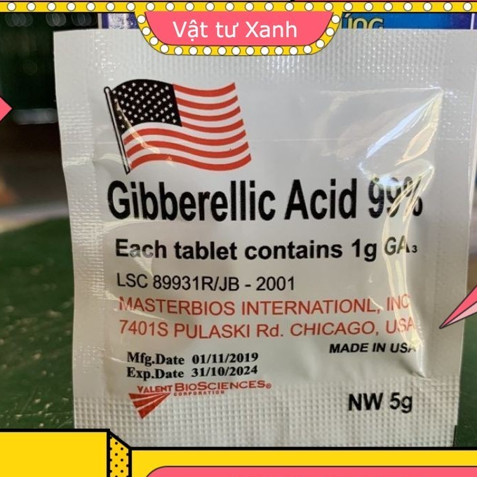 Set 10 gói kích thích sinh trưởng GA3 nhập khẩu Mỹ gói 5gr