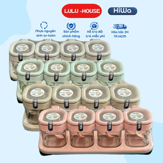 Bộ lọ gia vị Hiwa. Thiết kế kèm muỗng, khay đựng tiện dụng. Hũ gia vị ngăn kiến, không ẩm ỉu. Màu ngẫu nhiên
