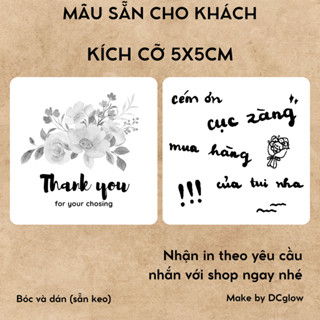Set 50 tem cảm ơn, cảm ơn cục zàng size 5x5cm sticker niêm phong có keo dán túi giấy thùng carton, nhãn dán hộp