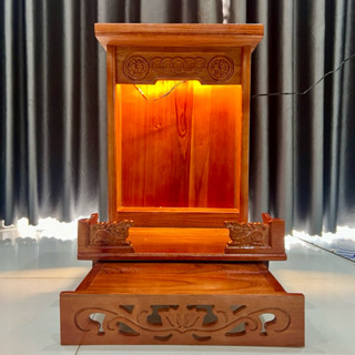 [BÁN CHẠY QUANH NĂM] Bàn thờ ông địa tủ thờ thần tài gỗ xoan đào tự nhiên mini led vàng màu nâu 38cm 42cm sale giá rẻ