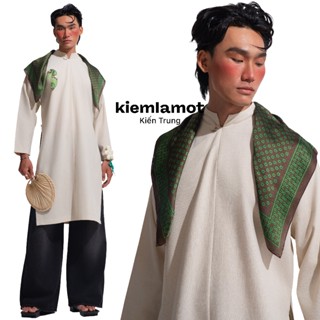 Áo dài ngũ thân Kiếm Là Mốt Kiến Trung màu be vải linen không bao gồm quần áo dài tết