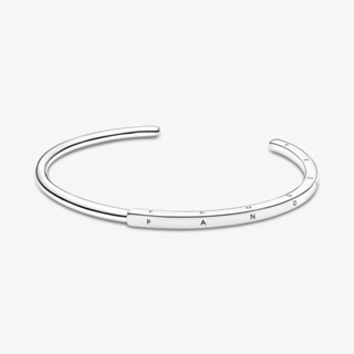  CHÍNH HÃNG - Pandora Signature I-D bangle  Silver Sterling  - Vòng lắc tay bạc 925 dáng cứng 