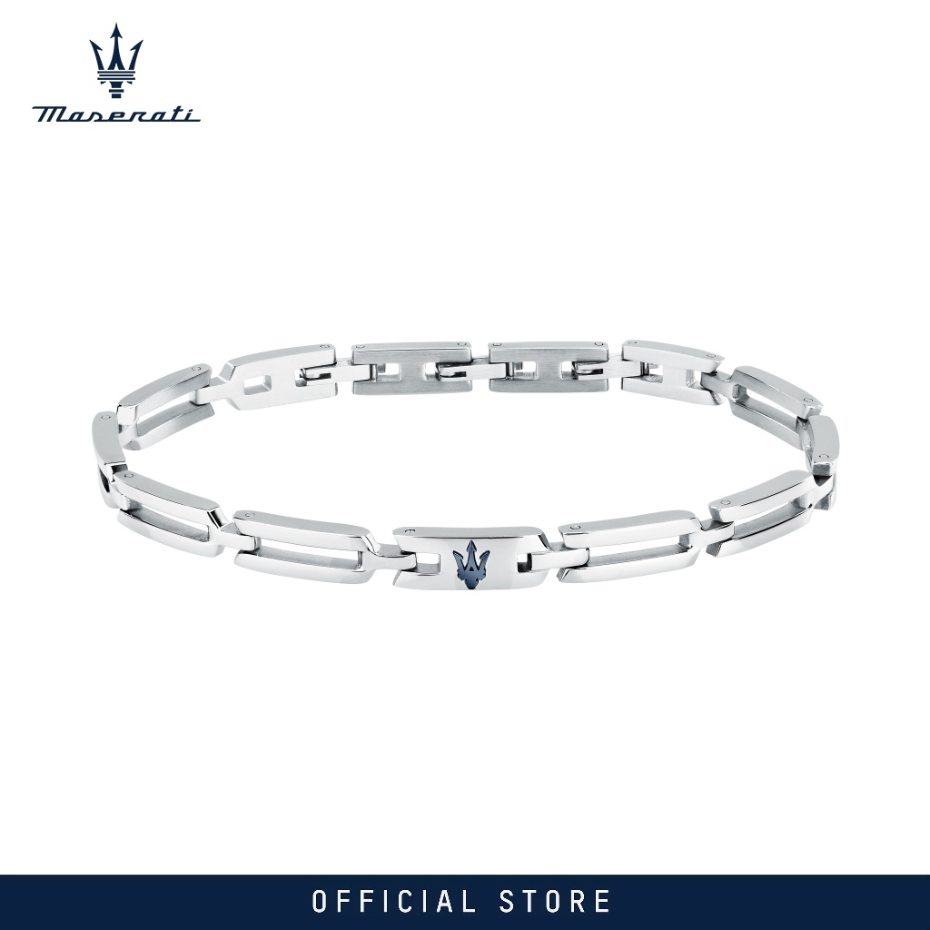 Vòng tay nam Maserati Jewels 185+30 mm, thép không gỉ, logo xanh, mã JM424AVD73 (Có thể điều chỉnh)