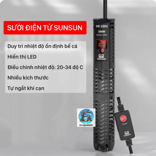 Sưởi điện tử Sunsun, sưởi bể cá, tự ngắt khi cạn