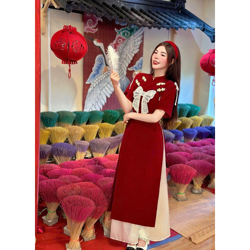 (bigsize 60-90kg ) ĐẦM NHUNG ÁO DÀI XẺ TÀ NƠ BIGSIZE - ảnh thật
