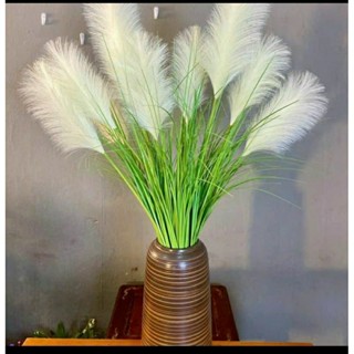 hoa lụa cao cấp, hoa giả trang trí ,hoa cỏ lau nhân tạo, cây gồm 5 bông cao 90cm nhiều lá trang trí nhà decor phòng