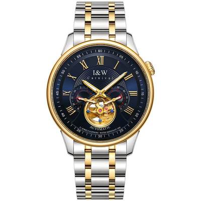 Đồng hồ nam chính hãng I&W Carnival  613G-T2,Kính sapphire,Chống nước 50m,BH 24 tháng,Máy Cơ Automatic,dây thép không gỉ