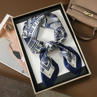 Khăn lụa vuông họa tiết cam hình xếp sang trọng KLV-038 70x70cm THYTHY STORE