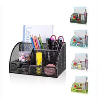  Hộp đựng bút để bàn chất lượng cao  màu đen ngăn kéo lưu trữ bằng kim loại lưới để bàn 