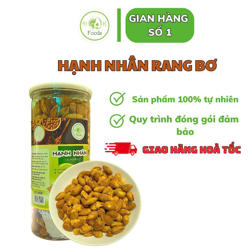 500g Hạnh nhân chiên bơ vỏ mỏng hộp