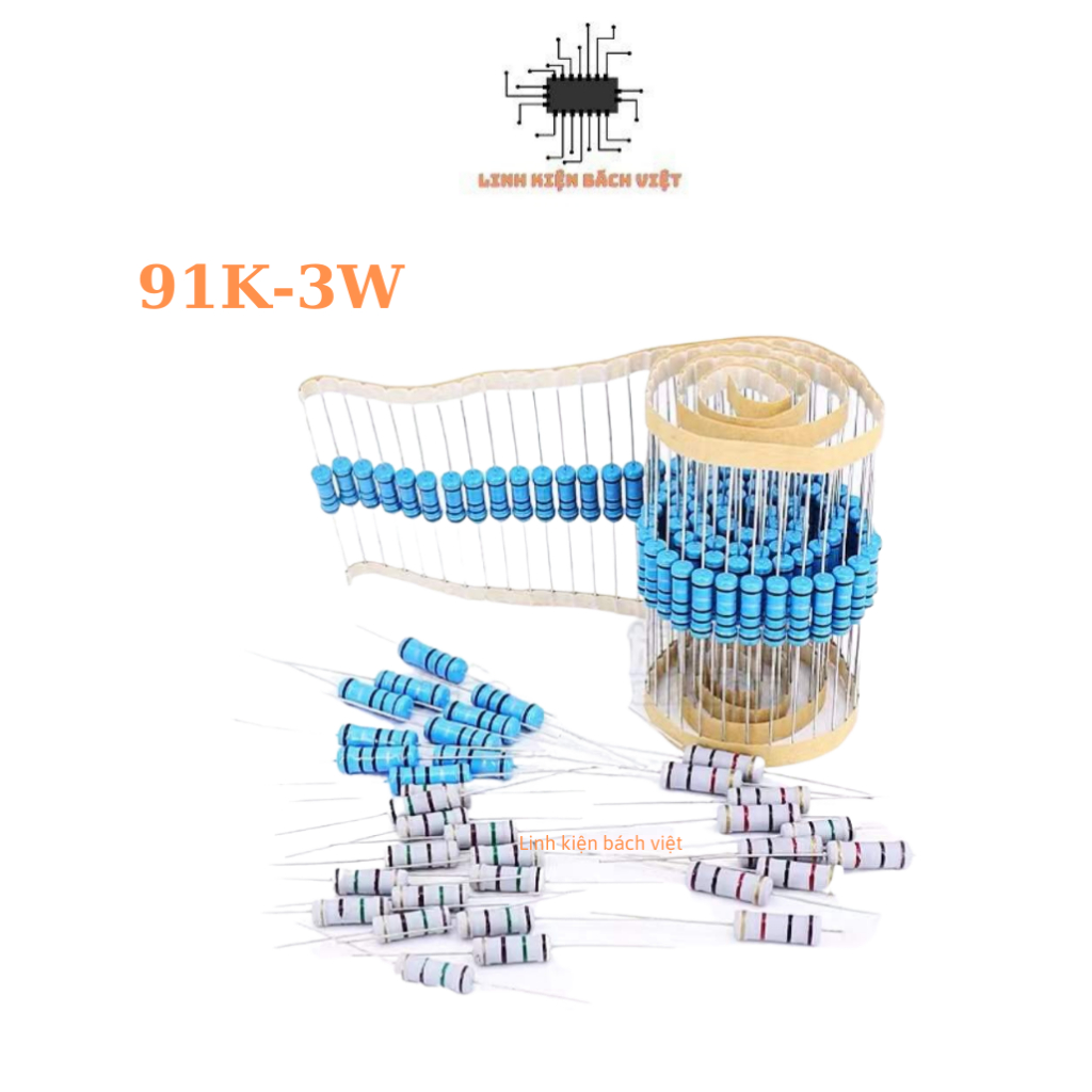 Điện trở vạch 3W 91K 1% chân đồng (10c) - linhkienbachviet