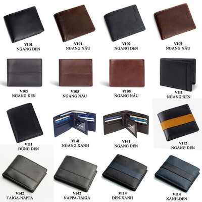 Ví nam da bò thời trang công sở cao cấp, bóp nam chính hãng bụi leather bảo hành 12 tháng full box V999