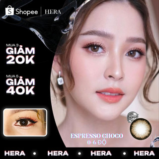 Kính Áp Tròng Hera Nâu Choco Viền Đen 0 - 6 Độ ESPRESSO CHOCO Nhập Khẩu Hàn Quốc Lens Cận 1 Ngày