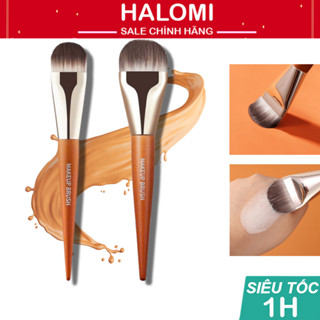 Cọ tán nền gỗ Brush đầu dẹt cao cấp lông mềm giúp lớp nền mỏng nhẹ tự nhiên mướt mịn tiện lợi HALOMI