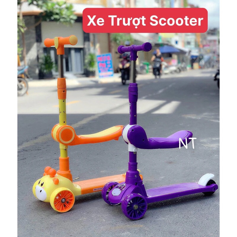 Xe trượt scooter 3 bánh phát sáng 2 tầng Có Ghế Ngồi Hàng Khuyến Mãi Sữa Grow