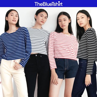 TheBlueTshirt - Áo thun croptop kẻ sọc tay dài cổ tròn cho nữ - New Favorite Tee - Women