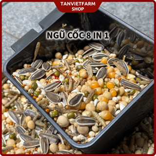  1 kg Ngũ cốc 8 in 1 | Hạt trộn 6 loại hướng dương sọc và sâu canxi  trung  Thức ăn cho hamster bọ ú vẹt 