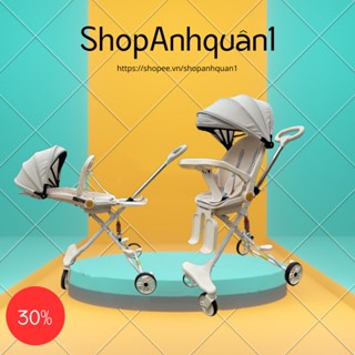 Xe đẩy gấp gọn đi dạo 2 chiều ghế ngả có đệm mái M9 có bàn ăn 2024 Anh Quân Kids