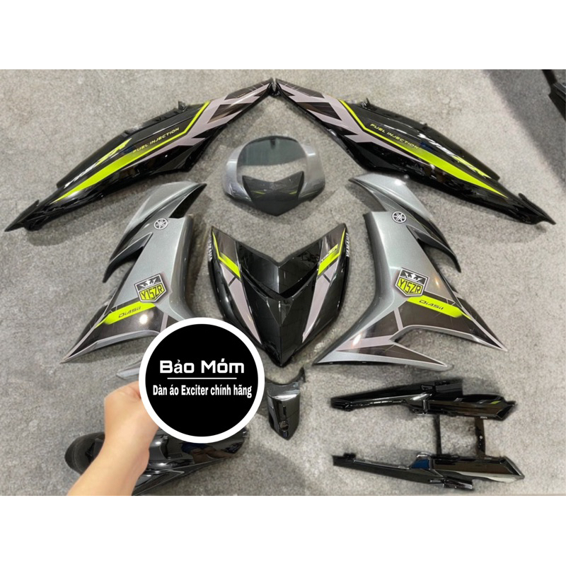 Dàn áo Exciter 150 Xám đen mẫu tem Y15zr xanh lá