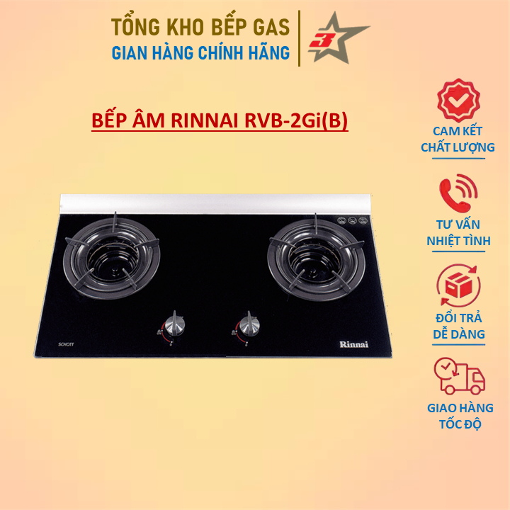 Bếp Ga Âm Rinnai RVB-2G-I(B) Lửa Xoáy Trong (Inner Burner)