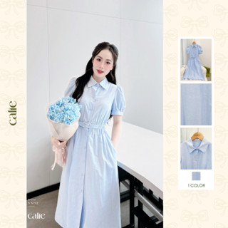 Váy dáng xòe cổ đức đai eo thương hiệu Calie- VX192