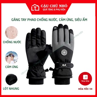  găng tay phao đi xe máy mùa đông siêu ấm bao tay xe máy CẬU CHỦ NHỎ chống nước cảm ứng dùng cho nam và nữ 
