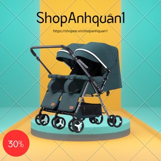 Xe đẩy đôi A5 có thể vào thang máy ngồi và nằm xe đẩy gấp đôi giảm xóc nhẹ 2 chiều lớn nhỏ Anh Quân Kids