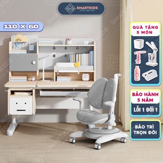 Bàn học sinh chống cận chống gù bàn học thông minh cho bé chỉnh được độ cao có giá đỡ sách và ngăn kéo B08 Smart Kids