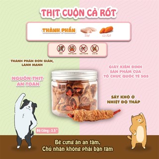 Thịt Cuộn Rau Củ (Cà rốt/Bí ngô baby) Bon ApPÉT Bébé đồ ăn vặt cho chó nhỏ trở lên 50g/ 100g/ 150g