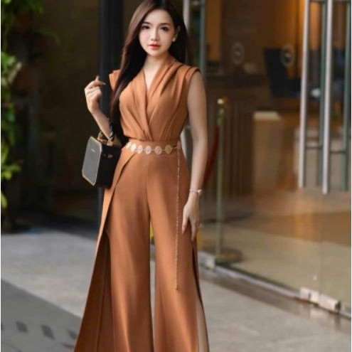 Bộ Jumpsuit Dáng Dài,Quần Dài Xẻ Đùi Áo Sát Nách, Tôn Dáng Quý Phái, Jum Thời Trang, Jum Đi Tiệc, Ju
