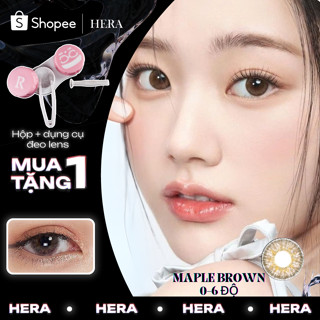 Kính Áp Tròng Hera Nâu Lá Phong 0 - 6 Độ MAPLE BROWN Nhập Khẩu Hàn Quốc Lens Cận 6 Tháng 