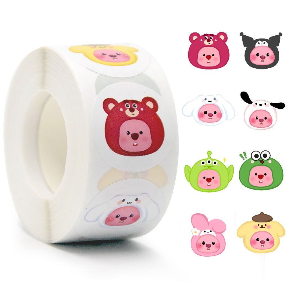{có bán lẻ} Cuộn 500 hình dán sticker Loopy dễ thương