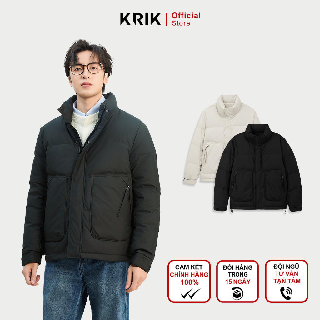Áo Khoác Phao Nam KRIK Form Regular Chất Liệu Polyester Cao Cấp Thiết Kế Áo Dày Dặn Giữ Ấm Tốt AK5133
