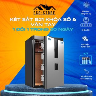 Két Sắt ECO-STORE Két Vân Tay Màu Đen Bạc, Núm Vặn Ẩn Thông Minh Mở Khóa Vân Tay Kết Hợp Mật Khẩu