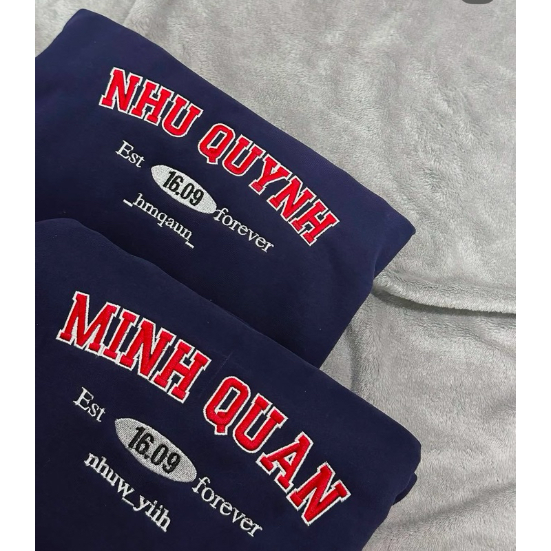 Áo Thun Cặp Nam Nữ, Áo Unisex ,Hoạ tiết Thêu Tên - PL01