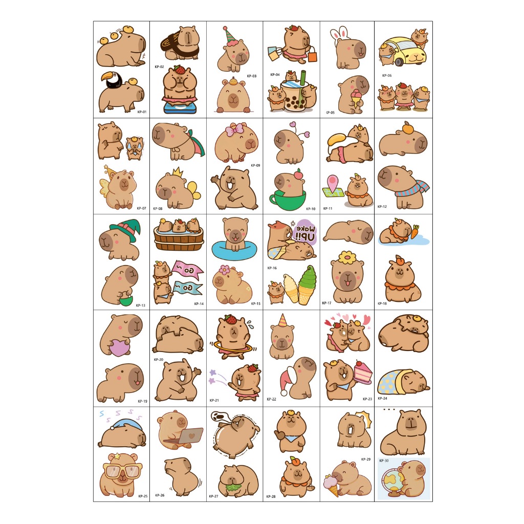 Hình xăm 15 ngày hello kity tạm thời Labubu Capybara Kuromi, Nhãn dán dễ thương Gumihoo1