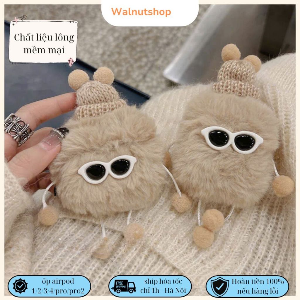 Ốp airpod lông "thú vui nhộn" dành cho airpod PRO 3, ap 1/2, airpod 3, airpod 4, airpod pro 1/2 - Ch