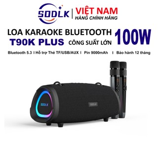 Loa Bluetooth Sodlk T90K Plus công suất cao 100W, Loa không dây HiFi Bass mạnh cho tiệc ngoài trời