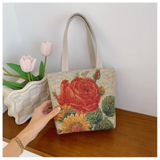 Túi xách tay nữ mini vải Canvas thời trang mùa hè đi biển có khóa kéo họa tiết 2 mặt nhiều mẫu lựa chọn HX379