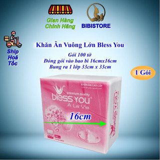 Khăn Ăn Vuông Lớn BLESS YOU 16cm x 16cm  Gói 100 tờ (Bibistore TB)