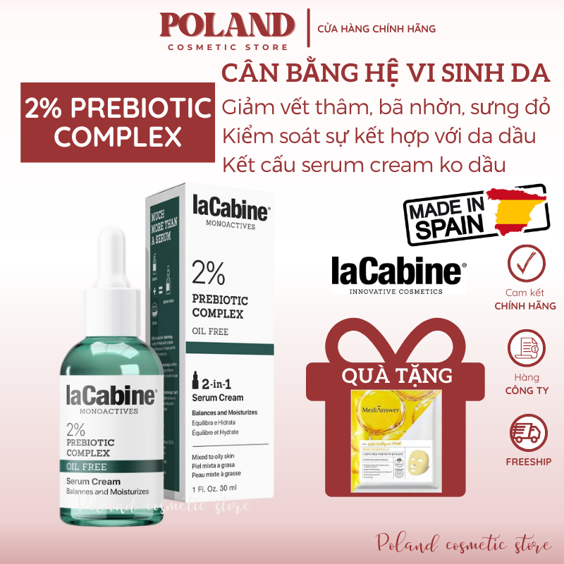 Serum LaCabine 2% Prebiotic Complex Tinh chất làm dịu giảm đỏ cân bằng hệ vi sinh cho da mụn 30ML