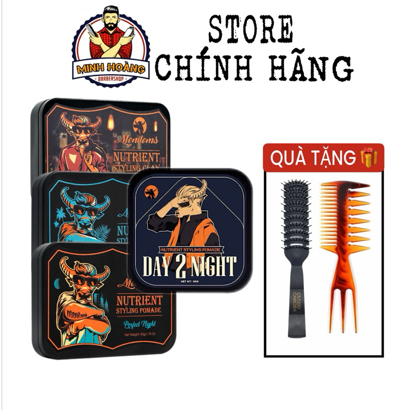 Sáp vuốt tóc Menitems Nutrient Styling Pomade, Clay, Tropical Wind, Perfect Night, Gentle Blue