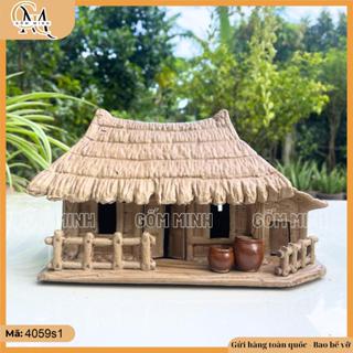 Mô hình nhà tranh lớn dài 28cm, dài 20cm gốm Bát Tràng trang trí bonsai, trang trí tiểu cảnh
