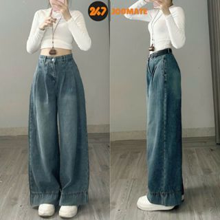  Quần jeans 247Joomate lưng cao ống rộng 613 P8K8 