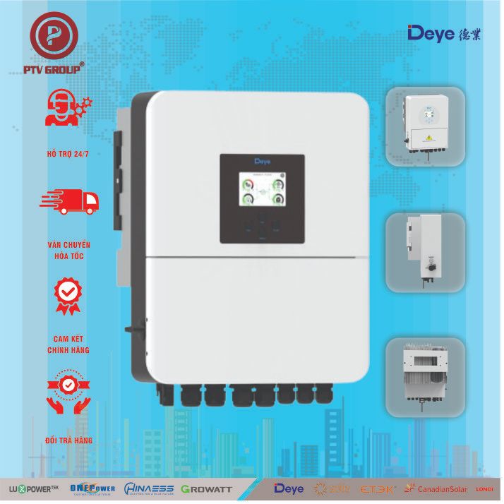 Inverter Deye 3Kw 5Kw 6Kw 1 Pha I Biến Tần Hybrid | PTV GROUP | Bảo Hành 5 Năm