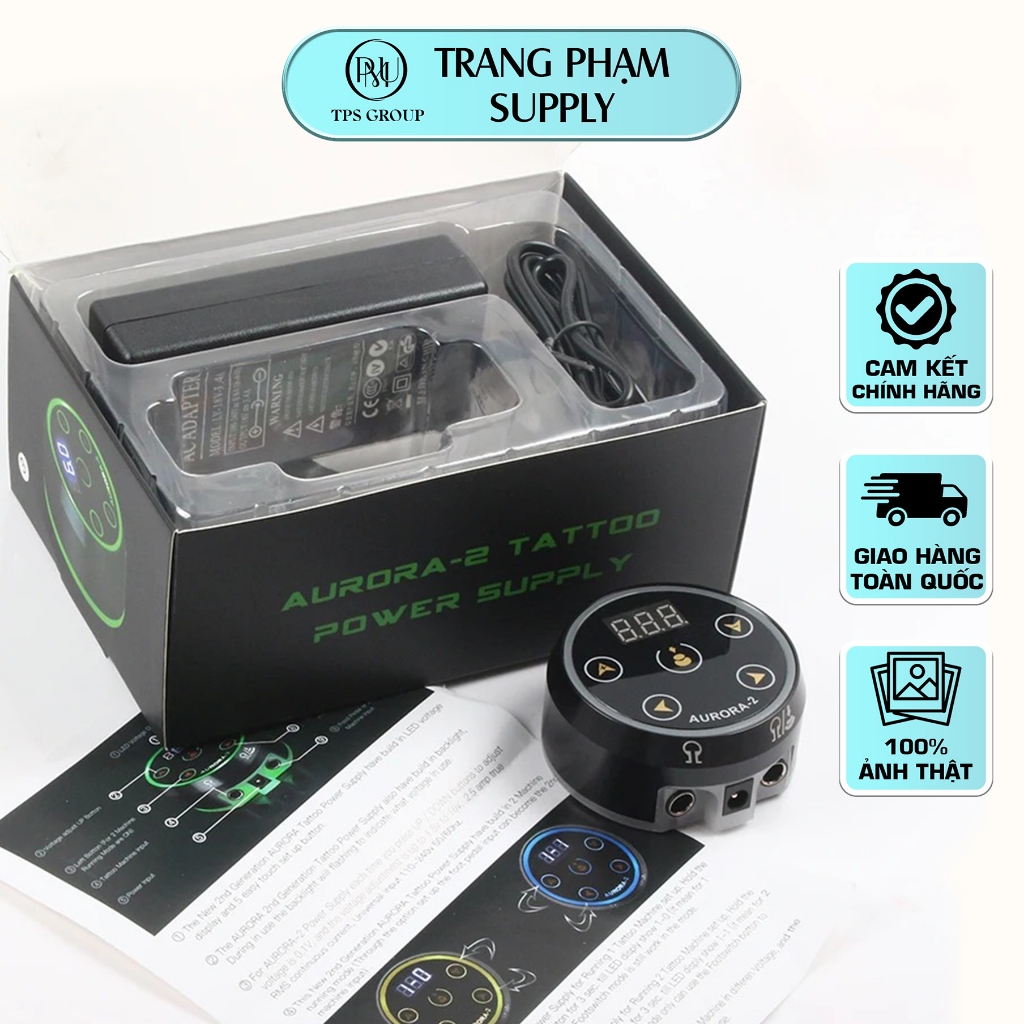 Bộ Nguồn Máy Xăm Aurora 2 Chính Hãng, Ổn Áp Máy Xăm Đa Năng Cảm Ứng