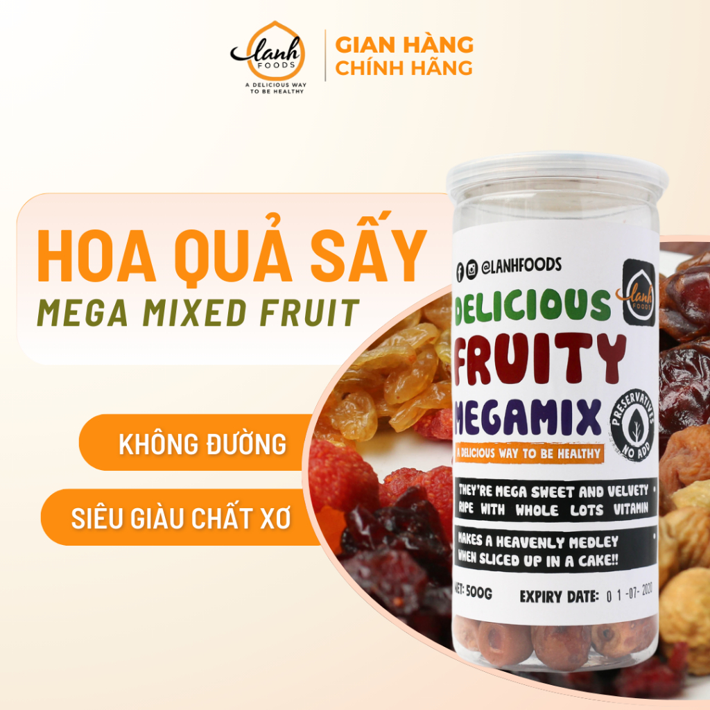 Hoa Quả Sấy Dẻo Nguyên Vị Mega Mixed Fruit , Hoa Quả Sấy Thập Cẩm Giữ Trọn Dinh Dưỡng - LANHFOODS