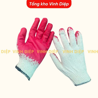 Combo 10 đôi găng tay lao động phủ sơn đỏ dày dặn