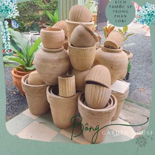 Chậu trồng cây, chậu đất nung giả cổ, phong cách mộc có nhẹ 1 lớp giả đất bên ngoài nhiều mẫu Bông Garden House