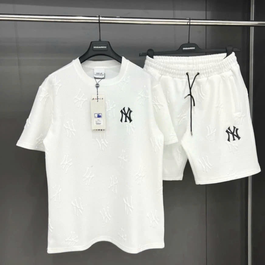 Bộ Cộc In Vân Nổi NY Unisex Mùa Hè Du lich LV-GC-Dio-NY Sang Chảnh Thể Thao Bộ Quần Áo Nam Vải Xốp Co Giãn